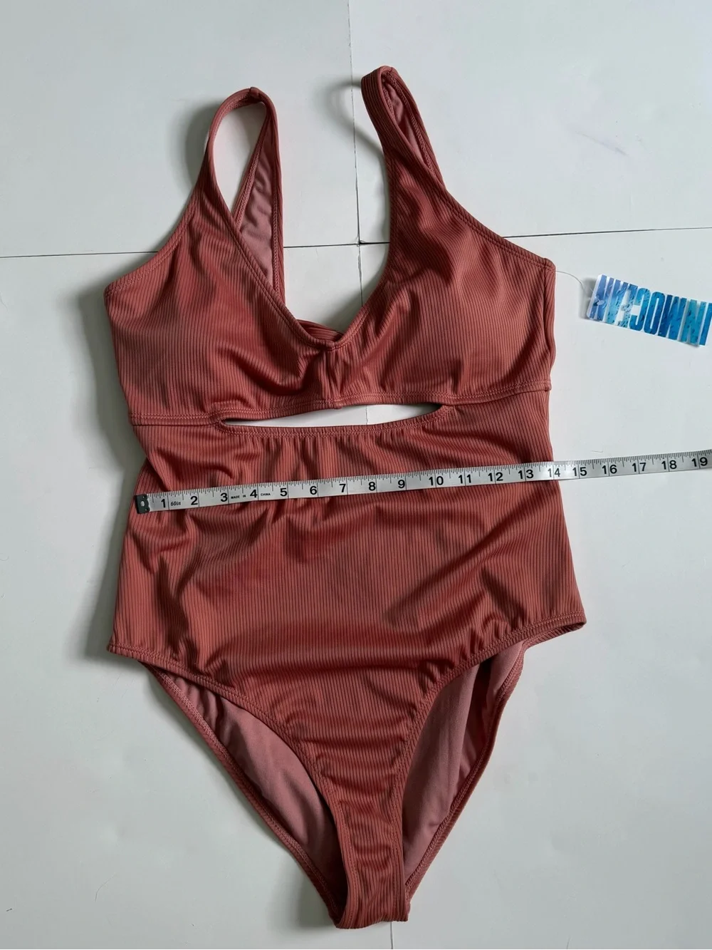 Ribbed Cutout One-Piece Swimsuit - Dusty Rose